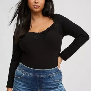 Elegant Black Lace Trim Top